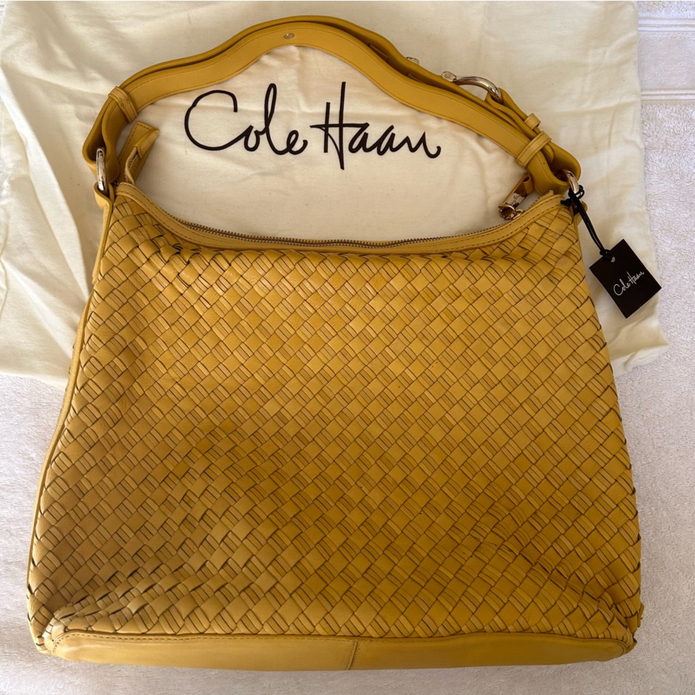 Cole Haan Yellow Woven Leather Purse